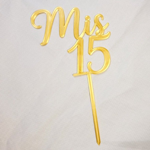 Producto - Cake topper impresion 3D MIS 15 color dorado