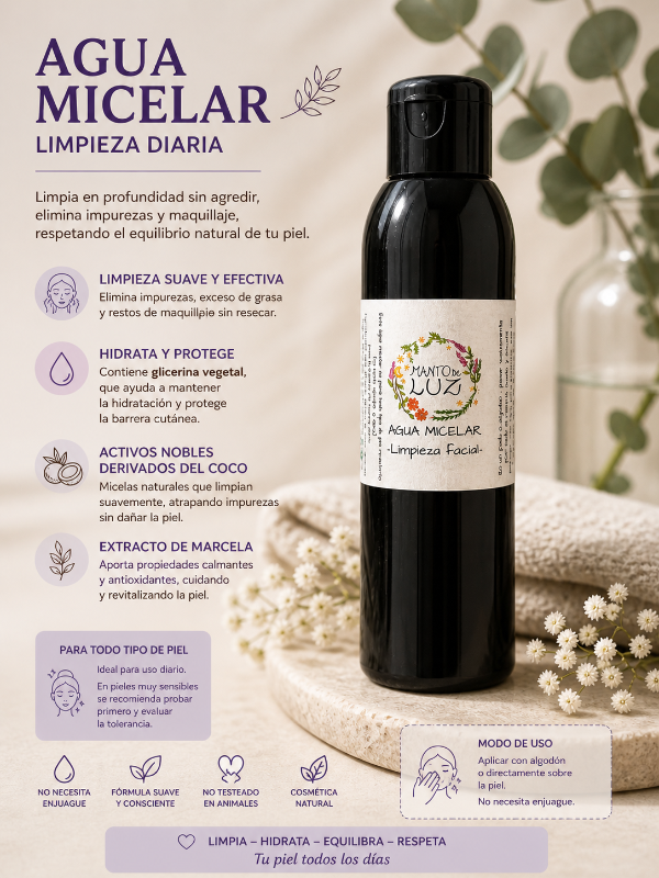 Producto - AGUA MICELAR - Limpieza diaria y práctica- 125cc. - 1