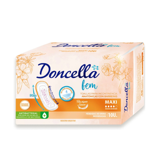 Producto - Toallas de Incontinencia Doncella Fem Maxi con barreras