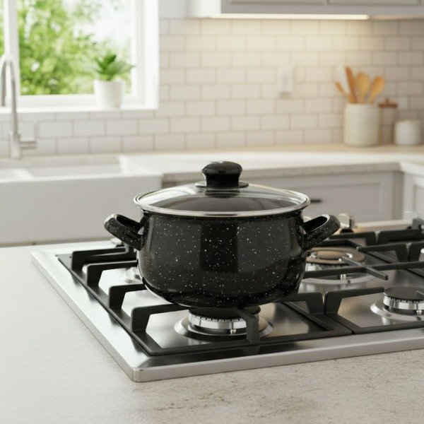 Producto - CACEROLA ENLOZADA VITRIFICADA 18CM TAPA DE VIDRIO JOVIFEL - 0