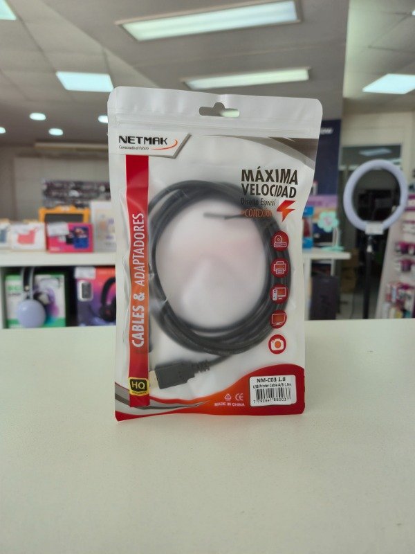 Producto - Cable USB A/B Printer 1.8 Metros Netmak NM-C03