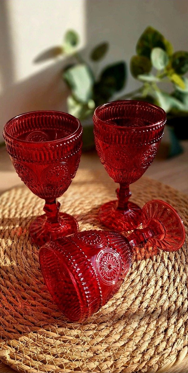 Producto - Set x6 Copas Vidrio Arabesco Bordo 390ml - 0