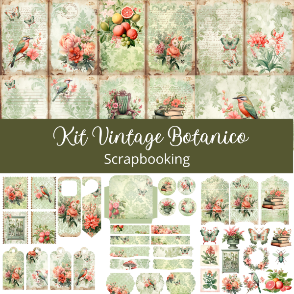 Producto - Kit Vintage Botánico - Scrapbooking - SC14