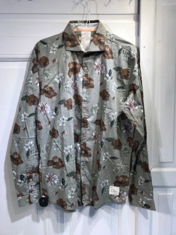 Producto - Camisa ROYAL COAST verde flores marrones Talle L- PRECIO: 29x