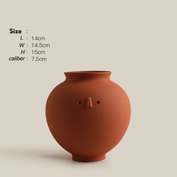 Producto - Florero de Cerámica Terracota con Diseño Minimalista