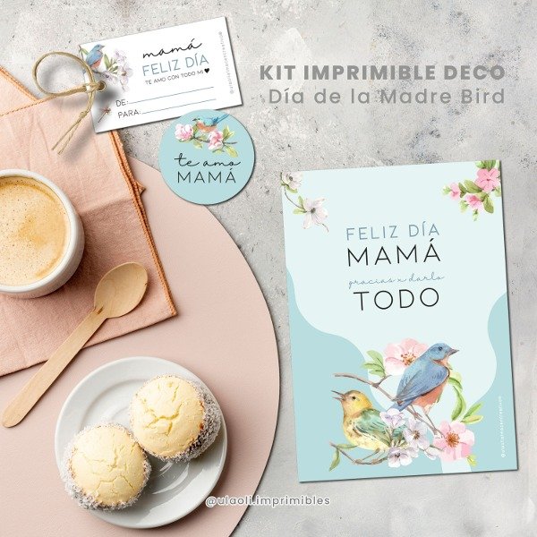 Producto - Kit Imprimible Deco Día de la Madre "Bird"