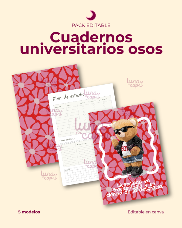Producto - Cuadernos universitarios A5 osos