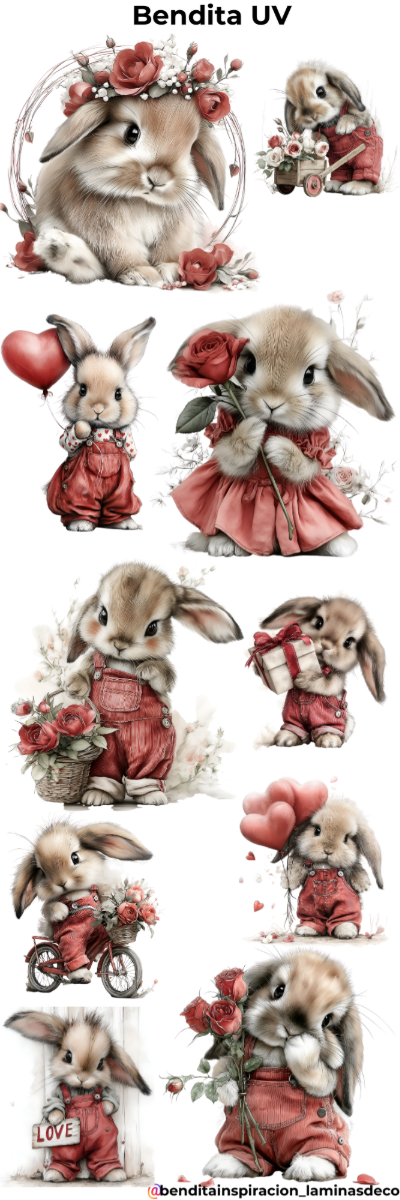 Producto - Bendita UV Conejitos en tonos rojo
