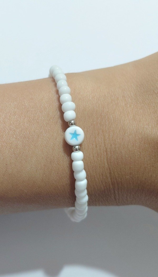Producto - Pulsera de mostacillas blancas con Estrella Celeste - 0