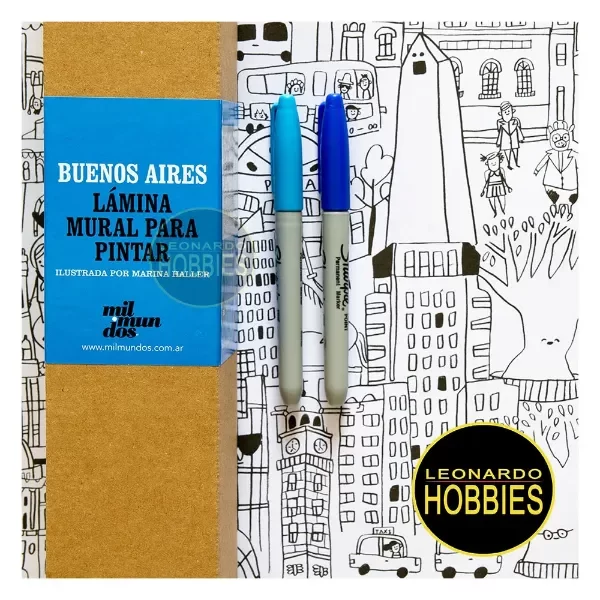 Producto - Buenos Aires Lámina Mural p/pintar Mil Mundos LM-009