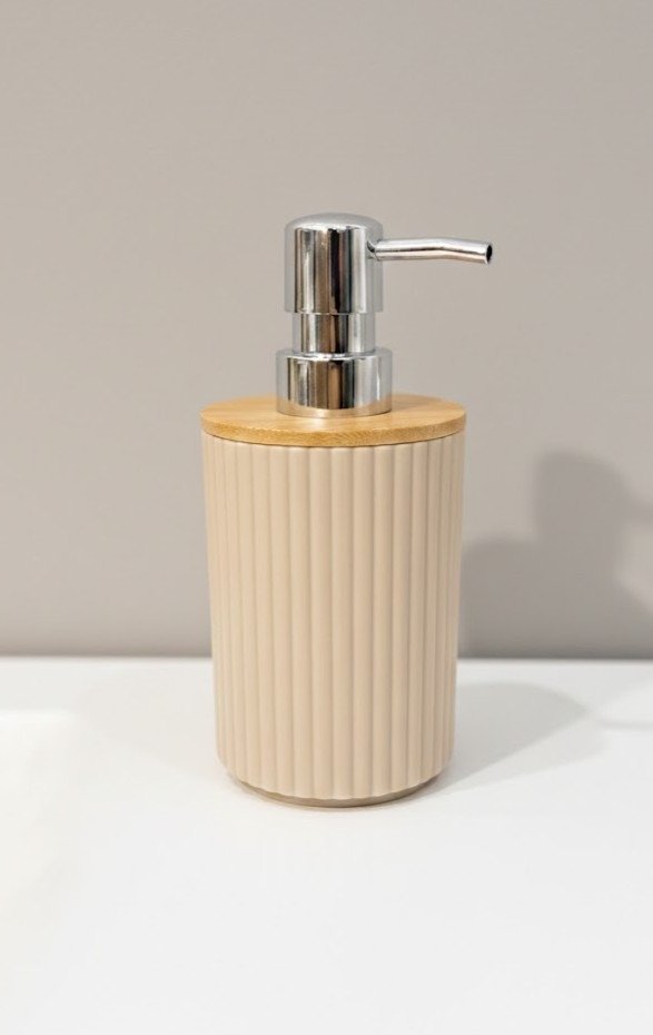 Producto - DISPENSER DE JABÓN ACANALADO, CON BAMBÚ