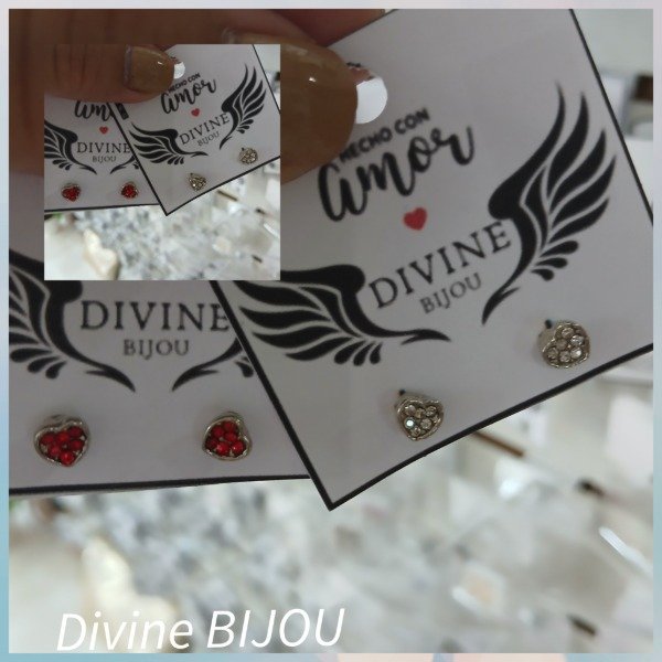 Producto - Aros corazones minis strass acero