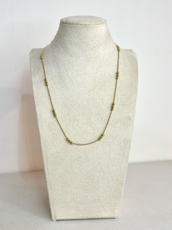 Producto - cadena bolitas acero dorado