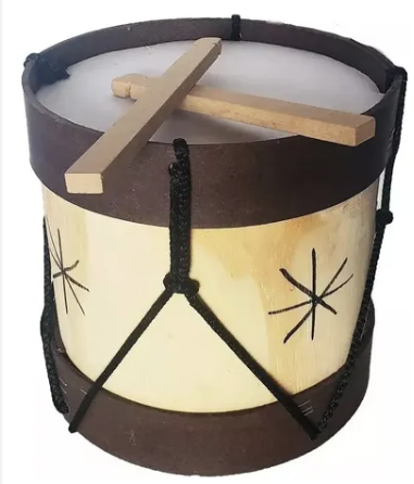 Producto - Tambor Criollo  Chico de Madera con cuerina y 2 Palillos de Madera