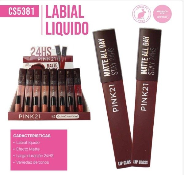 Producto - LABIAL LIQUIDO MATTE ALL DAY DE PINK21