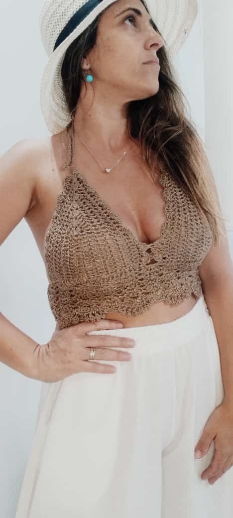 Producto - Top corpiño crochet seda - 1