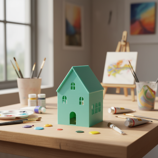 Producto - Casita en 3d  para pintar Amapola