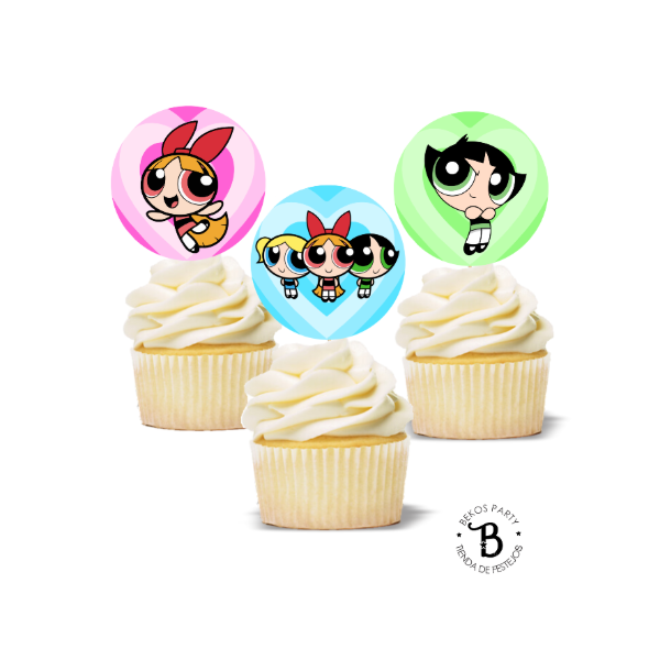 Producto - Topper Cupcake redondo x 10 Chicas Superpoderosas