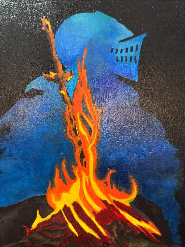 Producto - Cuadro pintado a mano Dark Souls Fogata - 1
