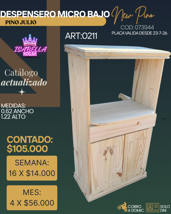 Producto - DESPENSERO MICROONDAS BAJO PINO