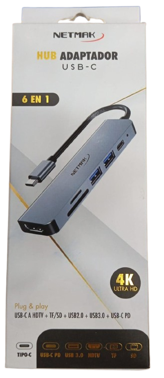 Producto - Adaptador multipuerto (Hub) 6 en 1 con conexión USB-C