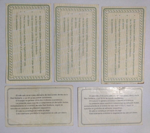 Producto - Lote de 5 bonos del club del trueque. Crisis del 2001 - 1
