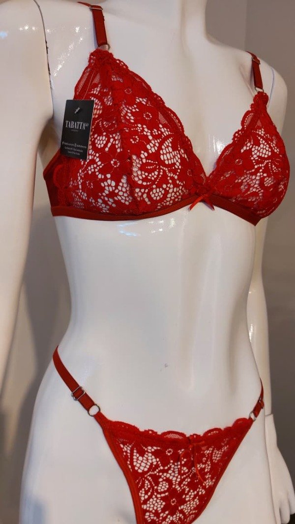 Producto - Conjunto triángulo de encaje rojo - 1