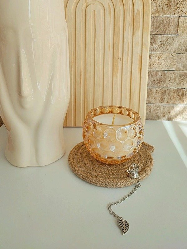 Producto - Vela de Soja en Portavelas color caramel