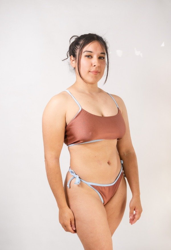 Producto - Bikini Sunset Marron y Celeste