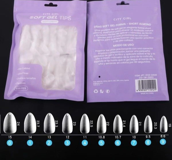 Producto - SOFT GEL X600 UNIDADES EN BOLSA - CITY GIRL - Almendra