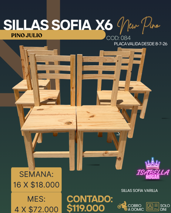 Producto - SILLAS DE PINO SOFIA X6