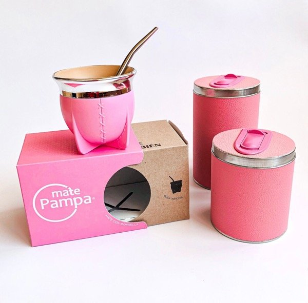Producto - Mate Pampa + Set ecocuero Rosa