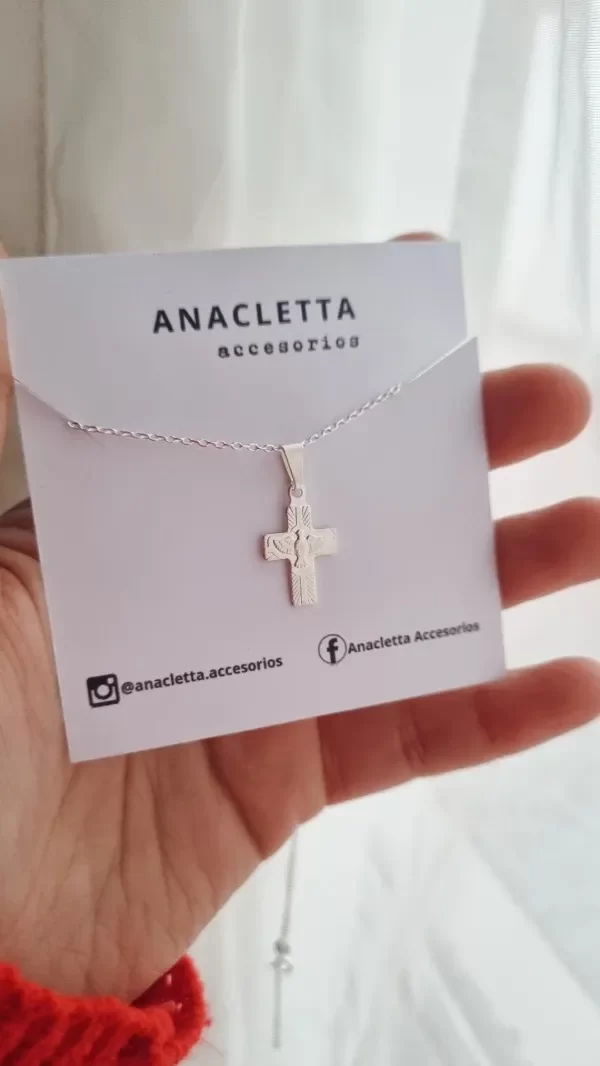 Producto - Gargantilla cruz espíritu santo plata 925 cadena 50cm