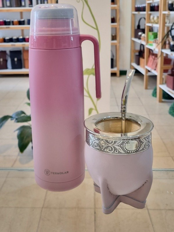Producto - Combo mate rosa termo bombilla