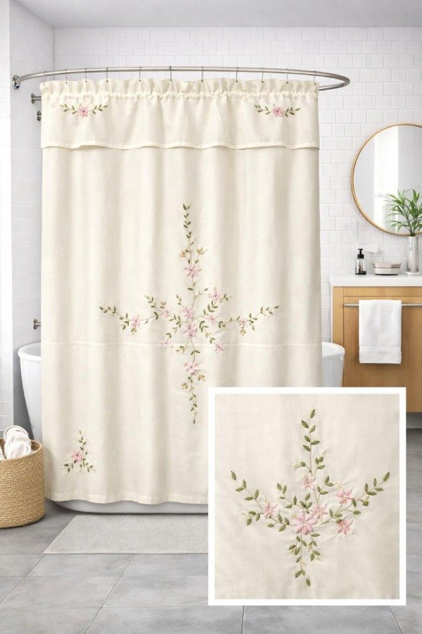 Producto - Cortina Teflon Bordada con Cintas Venecia