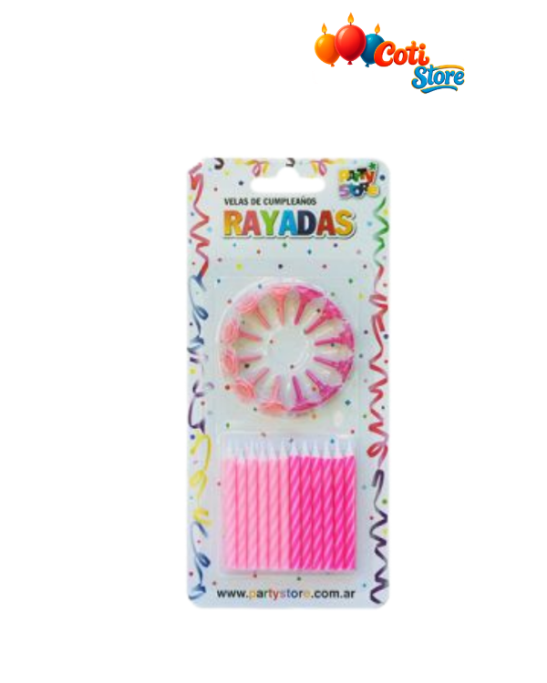 Producto - Velas Rayadas Colores Nena x24 Unidades