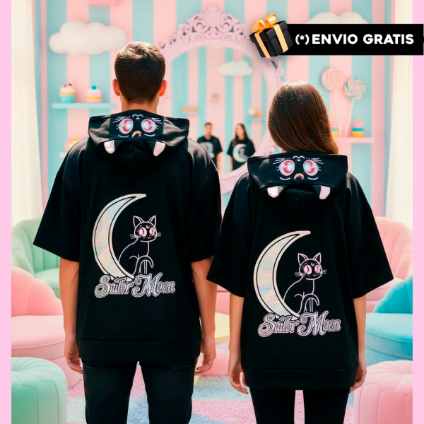 Producto - Remera Luna Sailor Moon Orejas de Gato Algodón Unisex Moda Kawaii