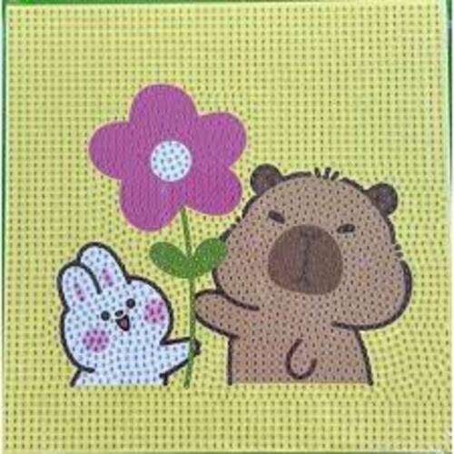 Producto - OFERTA DIAMOND PAINTING 30X30 BASTIDOR CAPI CON CONEJITO Y FLOR
