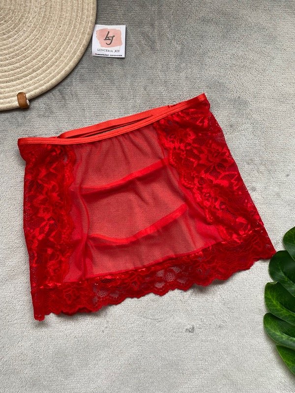 Producto - Pollerita de encaje rojo
