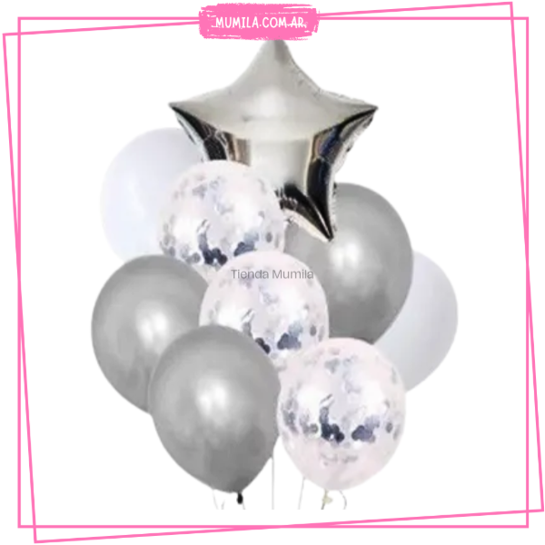 Producto - Set Globos Plateado x 9 unidades