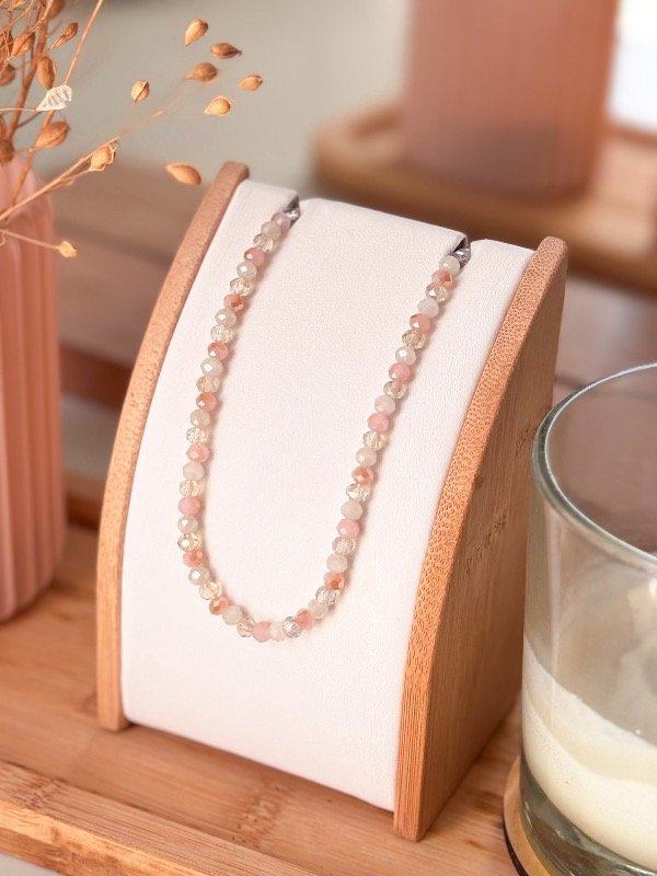 Producto - collar cristales beig/rosa ac quirg