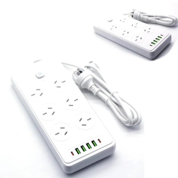 Producto - ZAPATILLA ALARGUE ENCHUFE 220V 4 USB 2 USB C 6 TOMAS ENCHUFE CABLE 2M (mx)