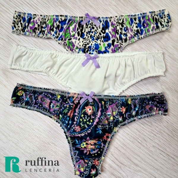 Producto - Pack x3 colaless de microfibra fruncidas VINTAGE - Art. 4085