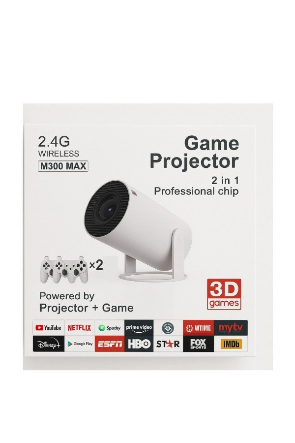 Producto - Proyector Mini HD M300MAX - Soporta Ultra Hd 4k - Wifi - Android - 2 Joystick