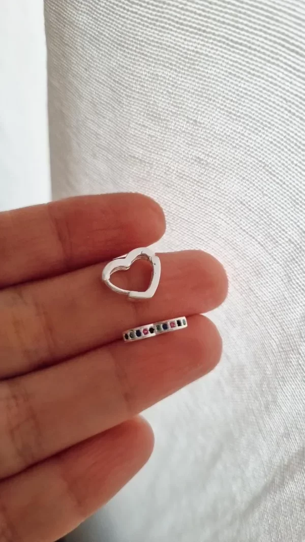 Producto - Arg corazones con cubics colores 1cm plata925