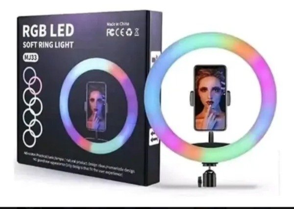 Producto - Aro De Luz RGB LED 10" 26x26cm Con Soporte Para Celular
