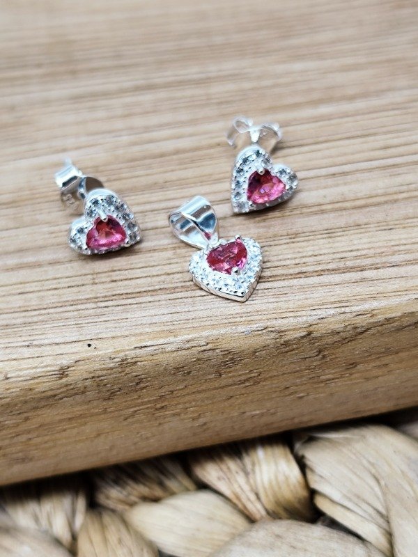 Producto - Conjunto Corazón Noble Rojo - (Aros y dije)
