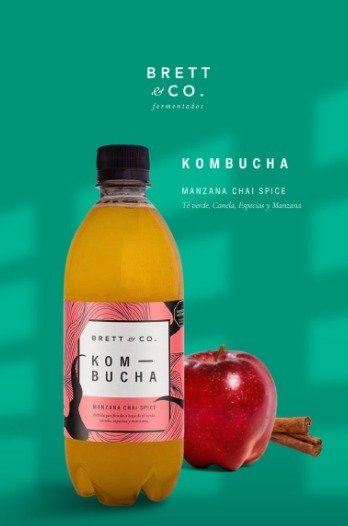 Producto - Kombucha Manzana Chai Spice 500cc - Brett and Co