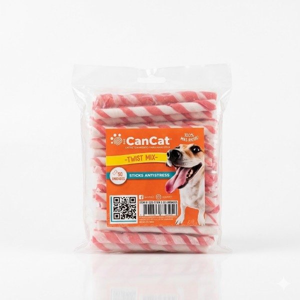 Producto - Grisines CanCat Twist Mix Ribbon Bicolor - Sticks Antiestrés x 50 unidades