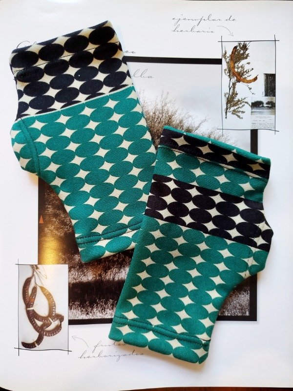 Producto - Mitones Emi -Óvalos verde y negro-